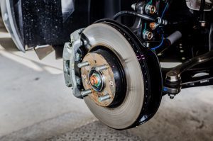 Front disc brake on car